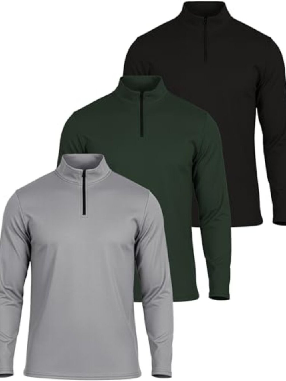 Essentials 3 Pack Men's Mesh Long Sleeve Quarter Zip Athletic Pullover UPF 50+